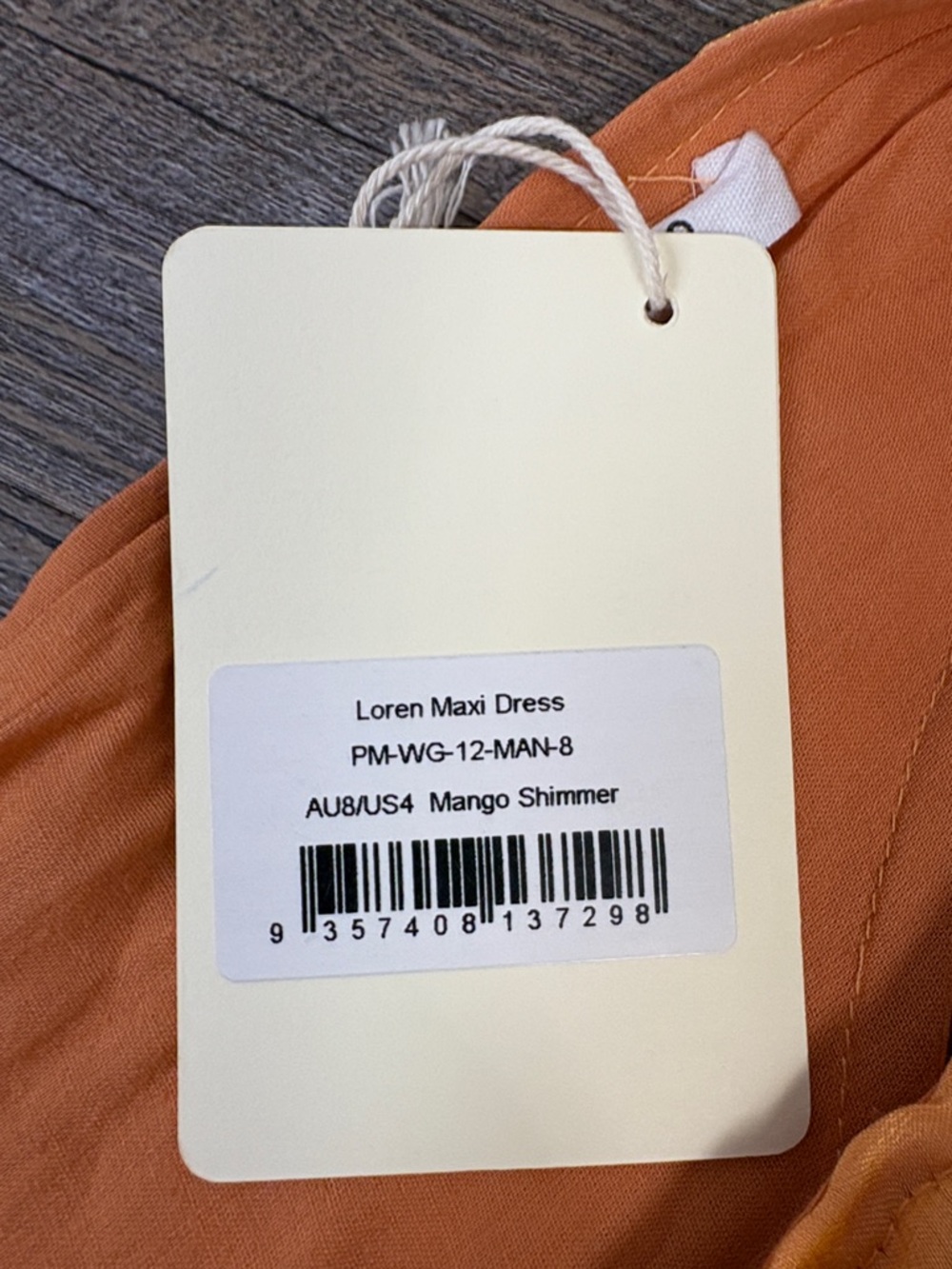 Peppermayo Loren Maxi Dress Mango Shimmer Satin Slip Dress Tie Back NWT Size 4 - Picture 7 of 11